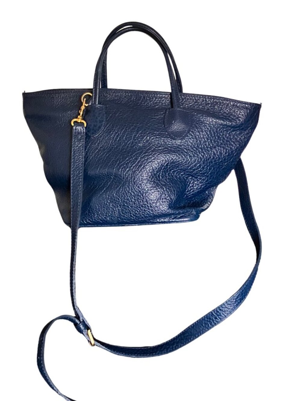 Rare Mulholland Brothers Navy Pebbled Leather Tote — Possibly One-of-a-Kind